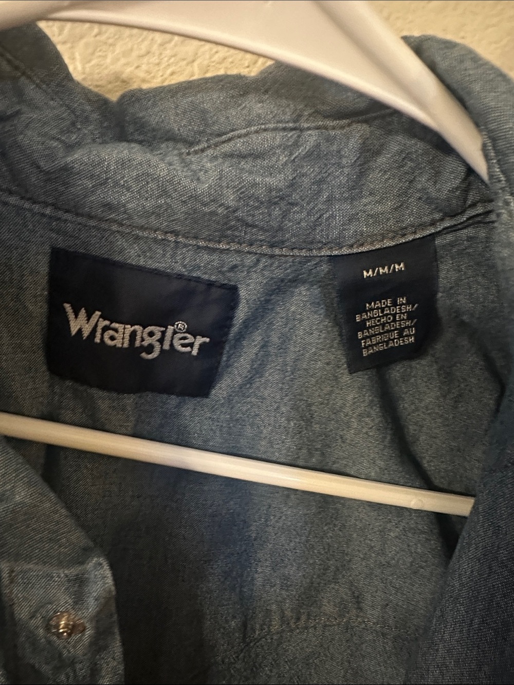 Wrangler Light Blue Denim Button-Up Shirt - Picture 2 of 4